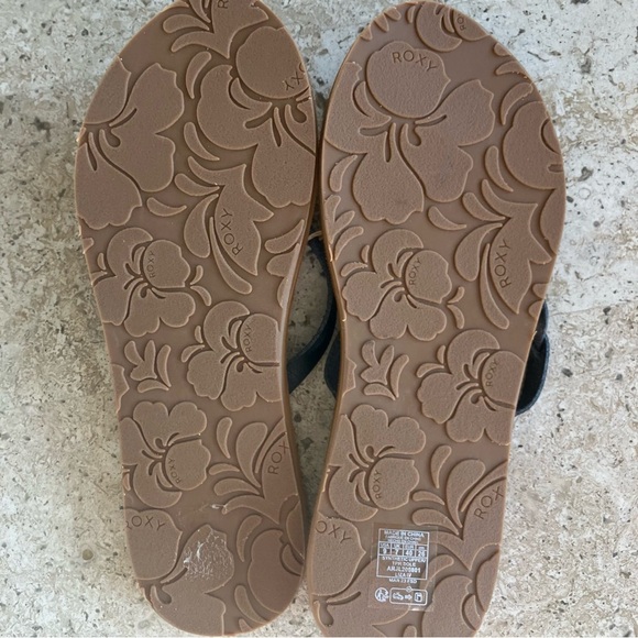 NWOB Roxy Black Braided Leather Flip-flops - Picture 6 of 7